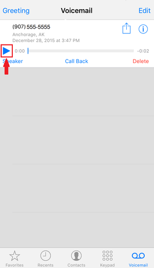 Play voicemail button