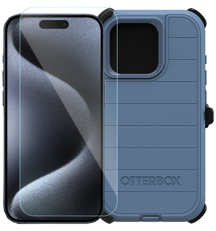 Otterbox Defender Pro Case & Gadget Guard Screen Protector Bundle for iPhone  15 Pro