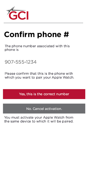 Add watch to plan Apple Watch activation screen