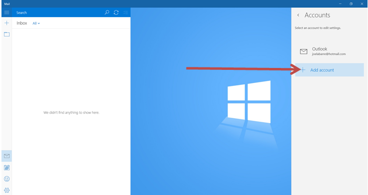 Add account selection for Webmail in windows 10