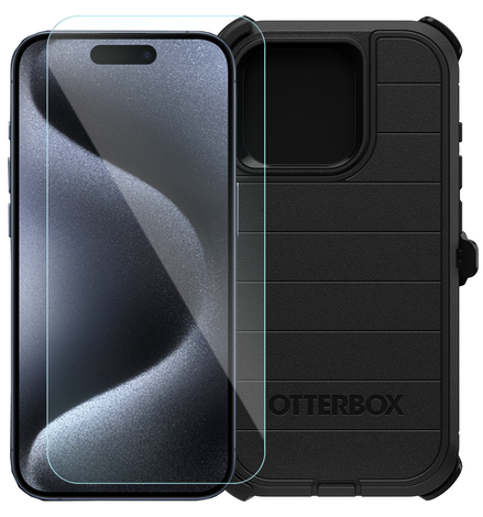 Otterbox Defender Pro Case & Gadget Guard Screen Protector Bundle for  iPhone 15 Plus