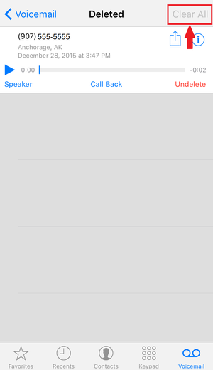 Clear all voicemails option