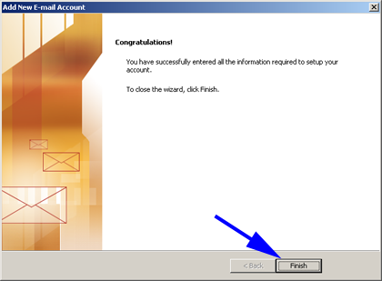 Add new email account setup success screen