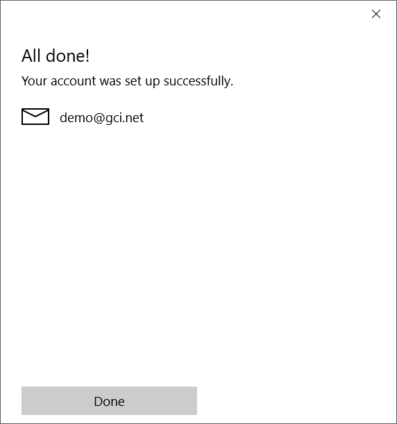 All done account setup success screen