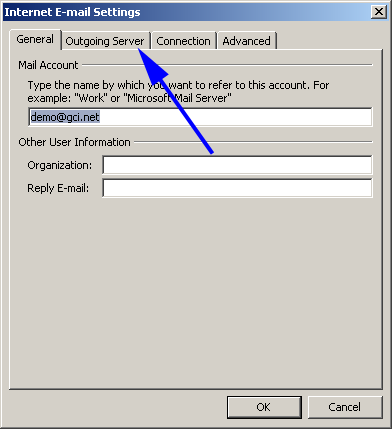 Outgoing server tab